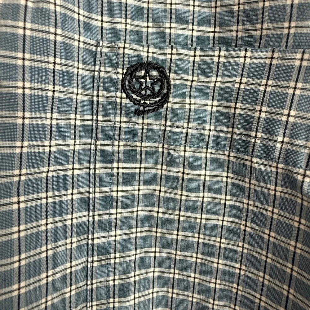 Wrangler George Straight Blue Plaid Cowboy Cut Western Long‎ Sleeve Shirt Mens L